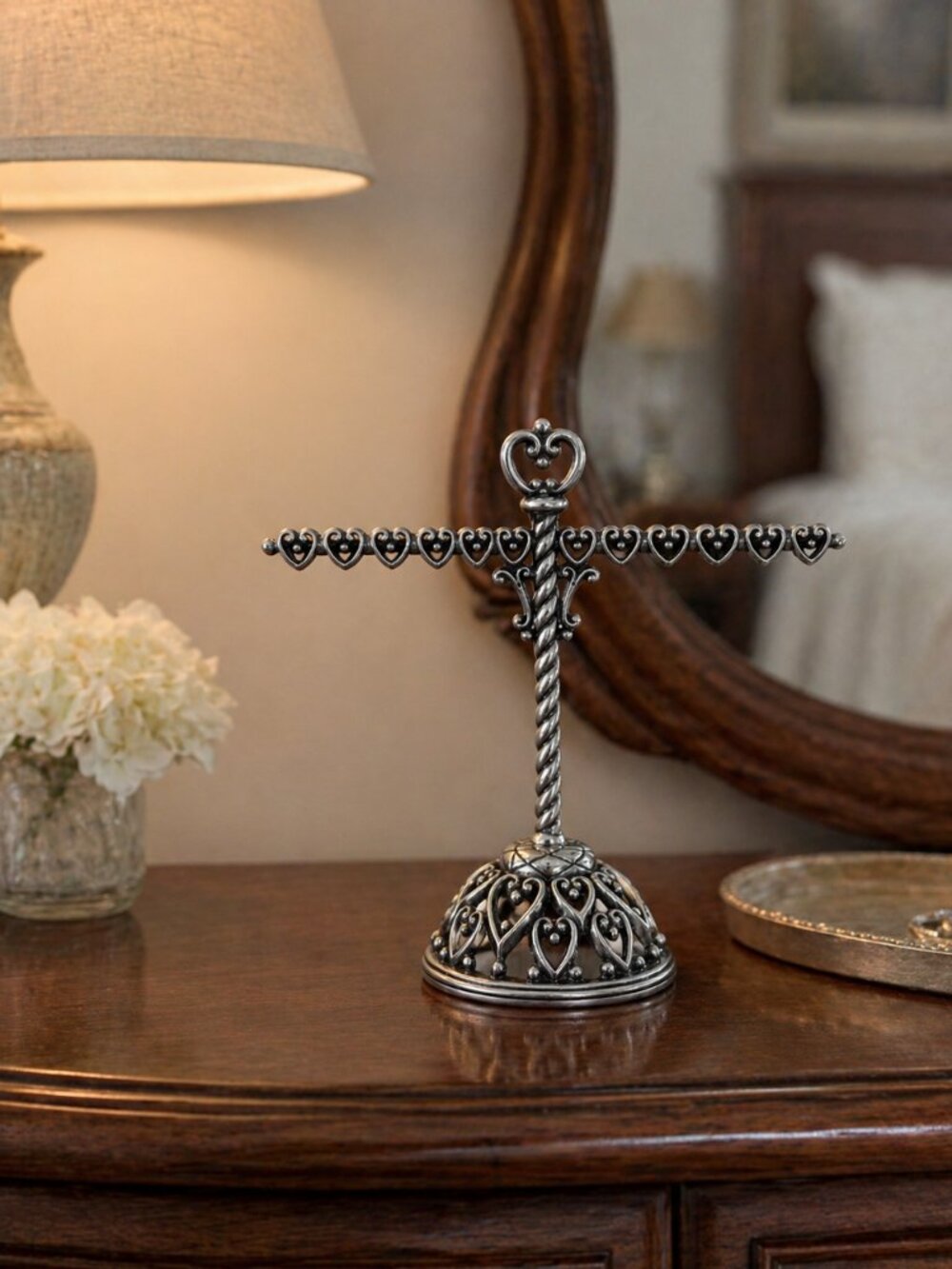 Brighton Silver Heart Motif Jewelry Earring Stand